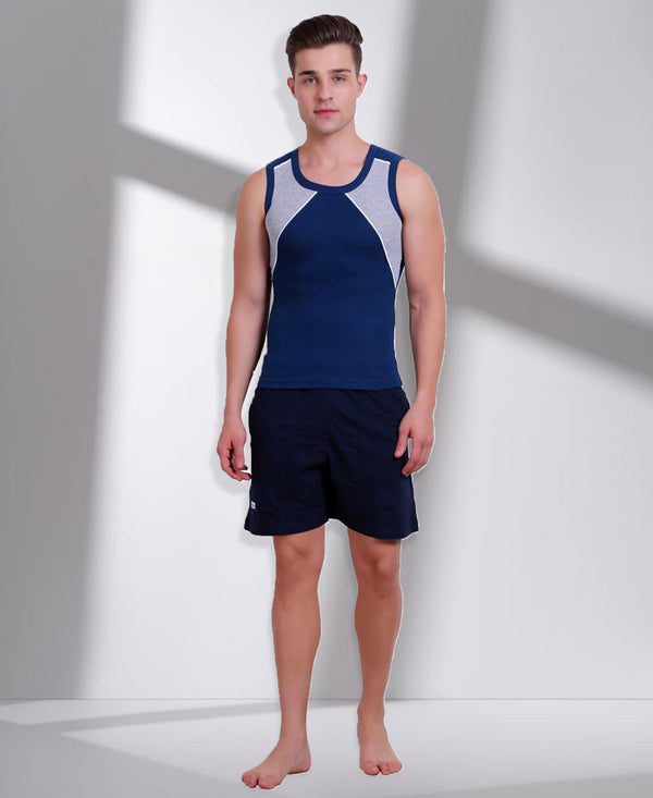 T.T. Men Titanic Designer Gym Vest Pack Of 2 (Royal Blue - Blue)