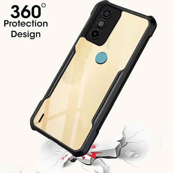 Mobielectro Camera Bump Protection | Slim Stylish 360 Protection Design |Crystal Clear | Shockproof Eagle Back Cover for Tecno Spark GO 2020 - Black