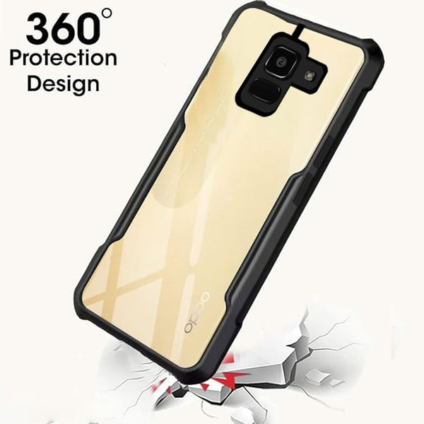 Mobielectro Camera Bump Protection | Slim Stylish 360 Protection Design |Crystal Clear | Shockproof Eagle Back Cover for Samsung J6 - Black
