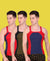 T.T. Men DesignerGym Vest Pack Of 3 Blue-Red -Red-Blue-Black-Olive