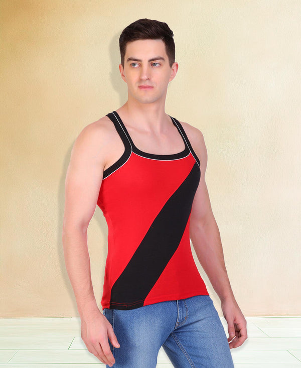 T.T. Men DesignerGym Vest Pack Of 2 Red-Black -Maroon-Grey