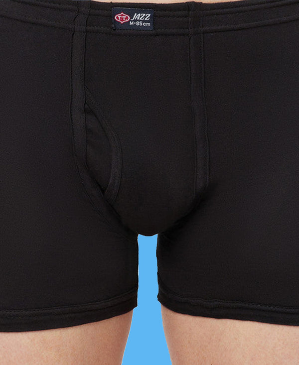 T.T. Mens Jazz Fine Long Inner Elastic TrunkPack Of 2 Black-Maroon
