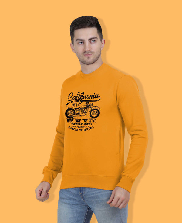 Hiflyers Men|Regular Fit|Chest Printed Cotton Fleece|Soft Stylish Casual Winter Wear Sweatshirt|Mustard-P11