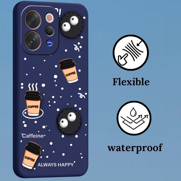 Mobielectro Cute Fun Cartoon 3DBear Coffee Case for Vivo V70 Elite - Blue