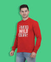 Hiflyers Men|Regular Fit|Chest Printed Cotton Fleece|Soft Stylish Casual Winter Wear Sweatshirt|Red-P15