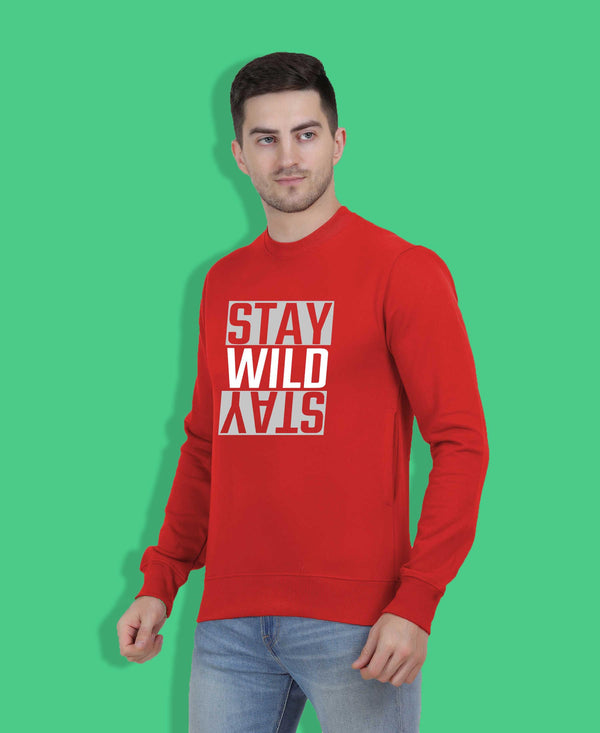 Hiflyers Men|Regular Fit|Chest Printed Cotton Fleece|Soft Stylish Casual Winter Wear Sweatshirt|Red-P15