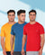HiFlyers Men Slim Fit Solid Pack Of 3 Premium Rn T-Shirt Deep Atlantic-Red-Gold
