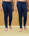 T.T. Boys & Girls |Slim Fit| Cotton Fleece |Inner Elastic|Trendy Winter Wear|Dyed Thermal Trouser Pack Of 2-Blue
