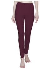 T.T. Women Solid Chudidar Cotton Lycra Cool Leggings -DEEP MAROON - Ivory( Free Size)