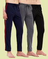T.T. Men Regular Fit Poly Jersey Cut And Sew Trackpant Pack Of 3-Black-Grey-Navy