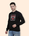 Hiflyers Men|Regular Fit|Chest Printed Cotton Fleece|Soft Stylish Casual Winter Wear Sweatshirt|Black-P2
