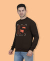 Hiflyers Men|Regular Fit|Chest Printed Cotton Fleece|Soft Stylish Casual Winter Wear Sweatshirt|Coffee-P7