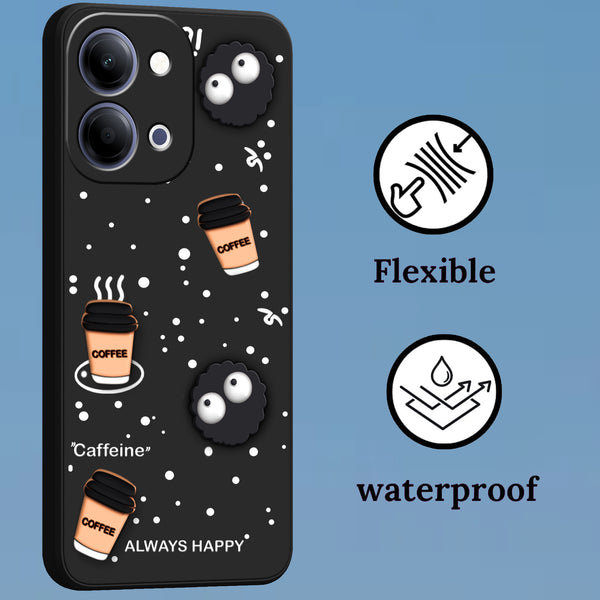 Mobielectro Cute Fun Cartoon 3DBear Coffee Case for Vivo Y51 Pro 5G - Black