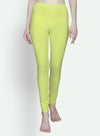 T.T. Women Solid Chudidar Cotton Lycra Cool Leggings -Light Lemon - RAMA GREEN( Free Size)