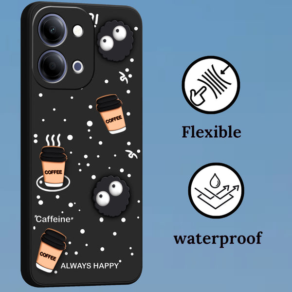 Mobielectro Cute Fun Cartoon 3DBear Coffee Case for Vivo Y21 5G - Black