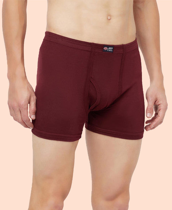 T.T. Mens Jazz Fine Long Inner Elastic TrunkPack Of 3 Maroon-Brown-Navy