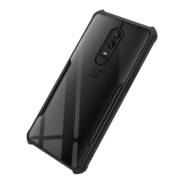 Mobielectro Camera Bump Protection | Slim Stylish 360 Protection Design |Crystal Clear | Shockproof Eagle Back Cover for OnePlus 6 - Black