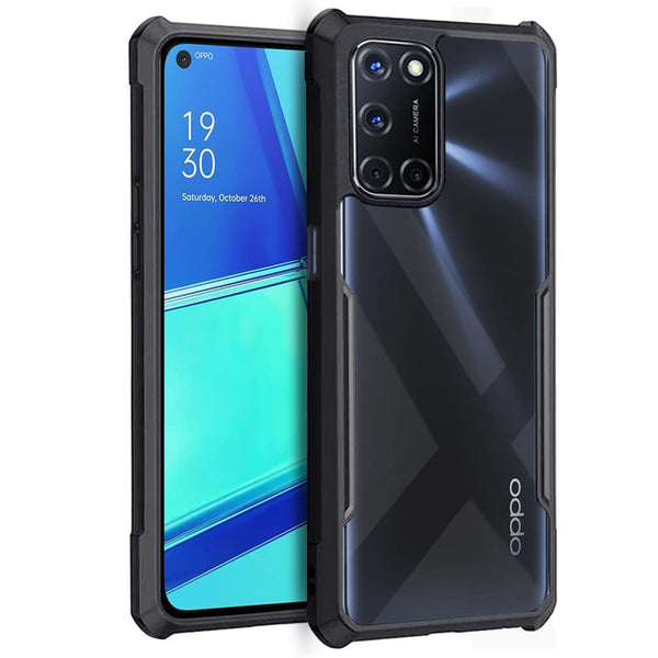 Mobielectro Camera Bump Protection | Slim Stylish 360 Protection Design |Crystal Clear | Shockproof Eagle Back Cover for Oppo A52 - Black