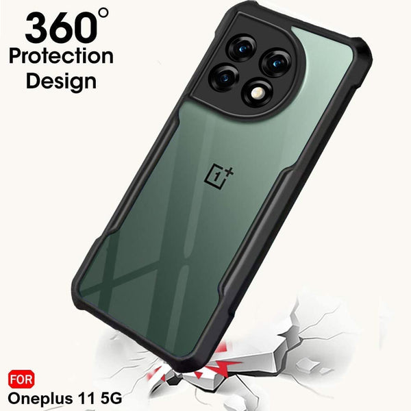 Mobielectro Camera Bump Protection | Slim Stylish 360 Protection Design |Crystal Clear | Shockproof Eagle Back Cover for OnePlus 11 - Black