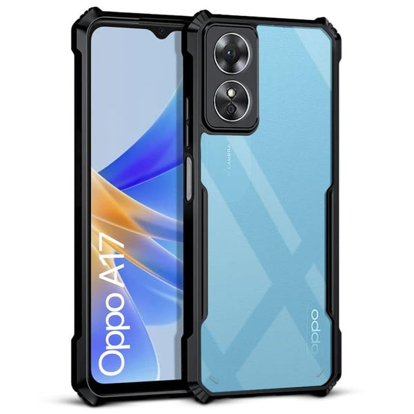 Mobielectro Camera Bump Protection | Slim Stylish 360 Protection Design |Crystal Clear | Shockproof Eagle Back Cover for Oppo A17 - Black