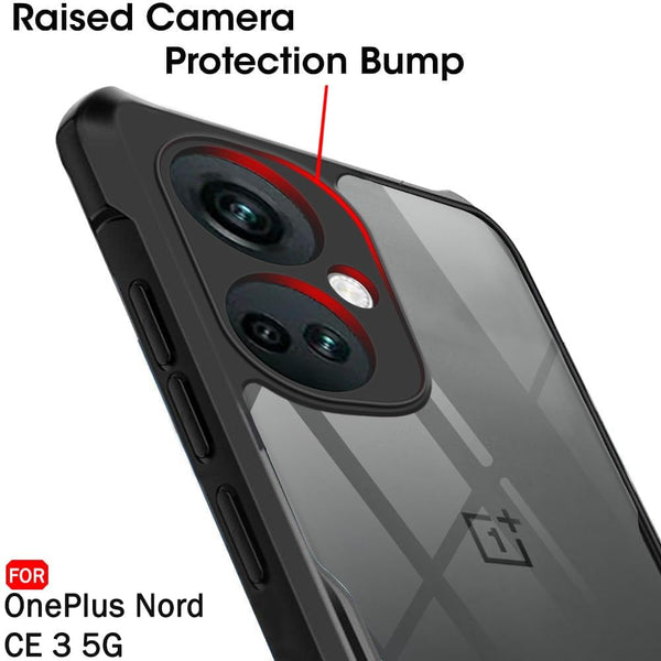 Mobielectro Camera Bump Protection | Slim Stylish 360 Protection Design |Crystal Clear | Shockproof Eagle Back Cover for OnePlusNord CE 3- Black