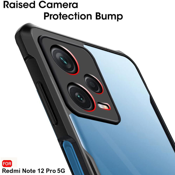Mobielectro Camera Bump Protection | Slim Stylish 360 Protection Design |Crystal Clear | Shockproof Eagle Back Cover for Mi Note 12 Pro 5G - Black