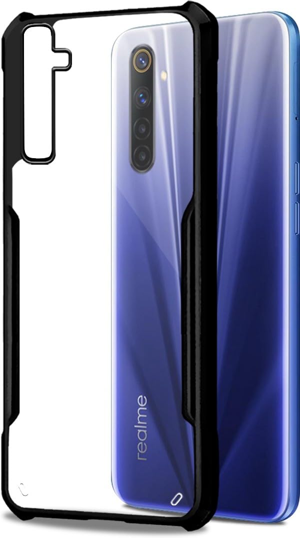 Mobielectro Camera Bump Protection | Slim Stylish 360 Protection Design |Crystal Clear | Shockproof Eagle Back Cover for Realme 6 - Black