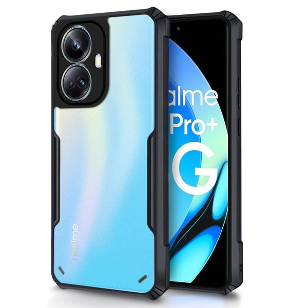 Mobielectro Camera Bump Protection | Slim Stylish 360 Protection Design |Crystal Clear | Shockproof Eagle Back Cover for Realme 10 Pro Plus 5G - Black