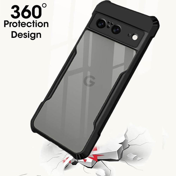 Mobielectro Camera Bump Protection | Slim Stylish 360 Protection Design |Crystal Clear | Shockproof Eagle Back Cover for Pixel 8A - Black