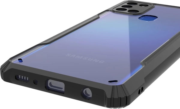 Mobielectro Camera Bump Protection | Slim Stylish 360 Protection Design |Crystal Clear | Shockproof Eagle Back Cover for Samsung A21S - Black