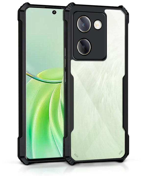 Mobielectro Camera Bump Protection | Slim Stylish 360 Protection Design |Crystal Clear | Shockproof Eagle Back Cover for Vivo Y300 Plus - Black