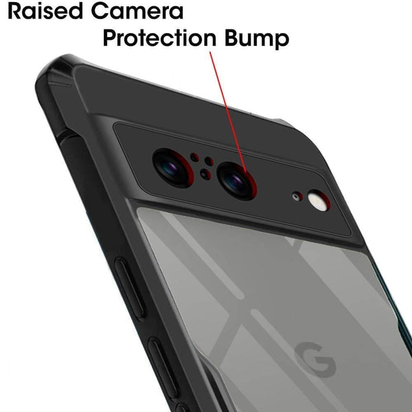 Mobielectro Camera Bump Protection | Slim Stylish 360 Protection Design |Crystal Clear | Shockproof Eagle Back Cover for Pixel 8A - Black