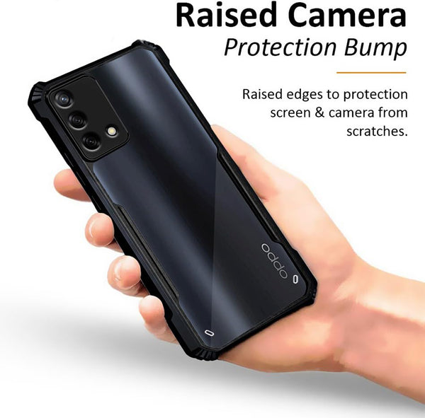 Mobielectro Camera Bump Protection | Slim Stylish 360 Protection Design |Crystal Clear | Shockproof Eagle Back Cover for Oppo F19 - Black
