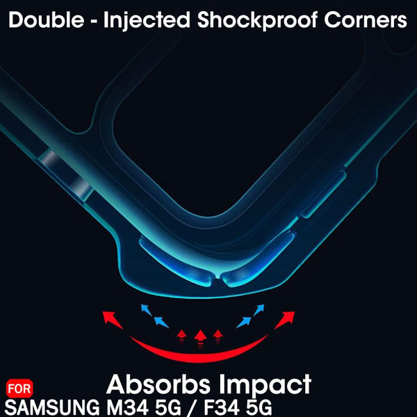 Mobielectro Camera Bump Protection | Slim Stylish 360 Protection Design |Crystal Clear | Shockproof Eagle Back Cover for Samsung M34 5G | F34 5G - Black