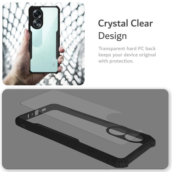 Mobielectro Camera Bump Protection | Slim Stylish 360 Protection Design |Crystal Clear | Shockproof Eagle Back Cover for Oppo A58 4G - Black