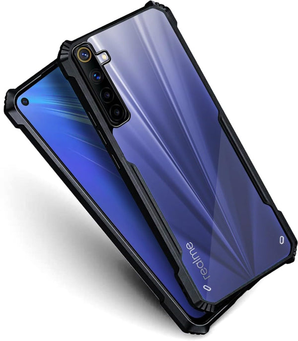 Mobielectro Camera Bump Protection | Slim Stylish 360 Protection Design |Crystal Clear | Shockproof Eagle Back Cover for Realme 6 - Black