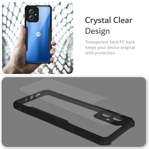Mobielectro Camera Bump Protection | Slim Stylish 360 Protection Design |Crystal Clear | Shockproof Eagle Back Cover for Moto G54 - Black