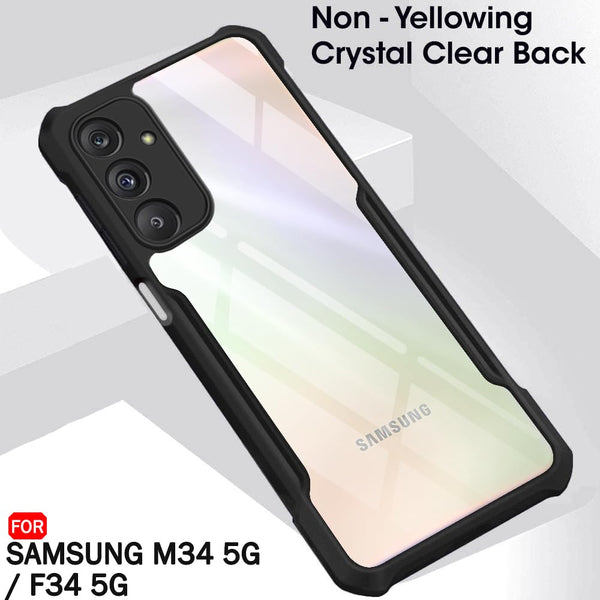 Mobielectro Camera Bump Protection | Slim Stylish 360 Protection Design |Crystal Clear | Shockproof Eagle Back Cover for Samsung M34 5G | F34 5G - Black