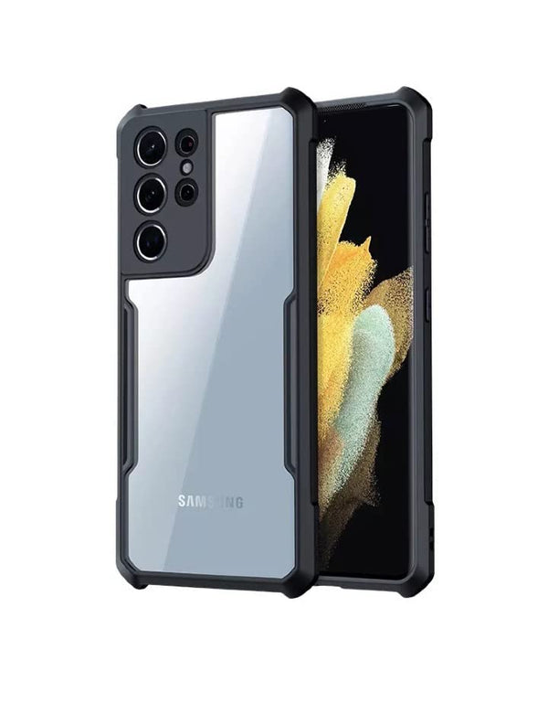 Mobielectro Camera Bump Protection | Slim Stylish 360 Protection Design |Crystal Clear | Shockproof Eagle Back Cover for Samsung S22 ULTRA- Black