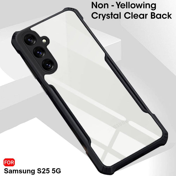 Mobielectro Camera Bump Protection | Slim Stylish 360 Protection Design |Crystal Clear | Shockproof Eagle Back Cover for Samsung S25 - Black
