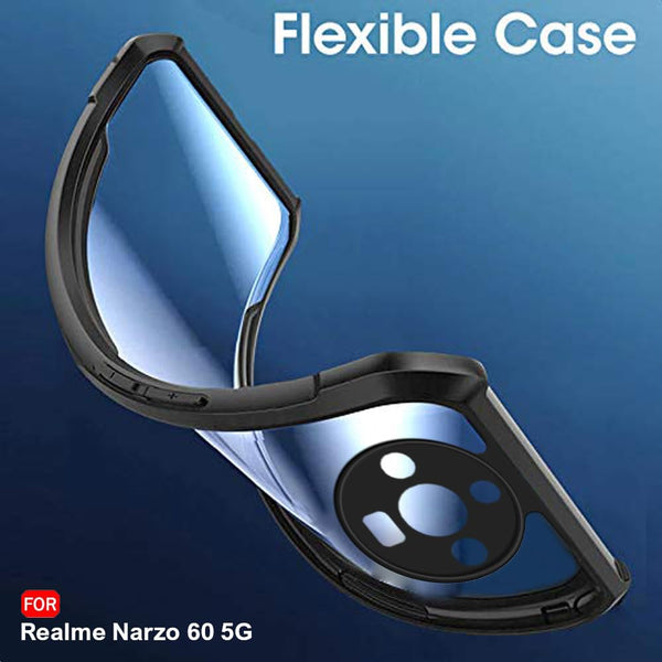 Mobielectro Camera Bump Protection | Slim Stylish 360 Protection Design |Crystal Clear | Shockproof Eagle Back Cover for Realme Narzo 60 5G - Black