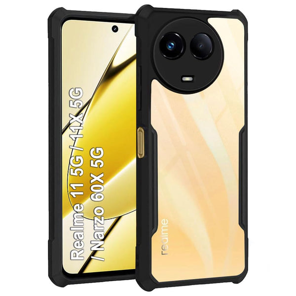 Mobielectro Camera Bump Protection | Slim Stylish 360 Protection Design |Crystal Clear | Shockproof Eagle Back Cover for Realme 11X |Realme 11 |Realme Narzo 60X 5G |Realme C67 5G - Black