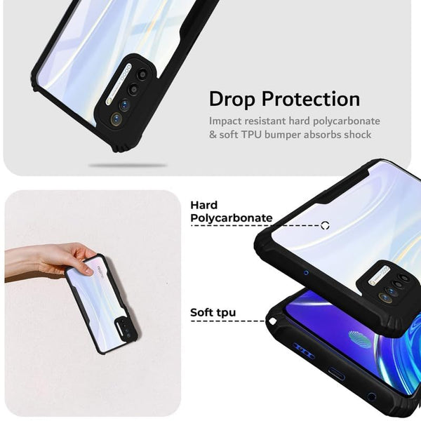 Mobielectro Camera Bump Protection | Slim Stylish 360 Protection Design |Crystal Clear | Shockproof Eagle Back Cover for Realme X2 |Realme XT - Black
