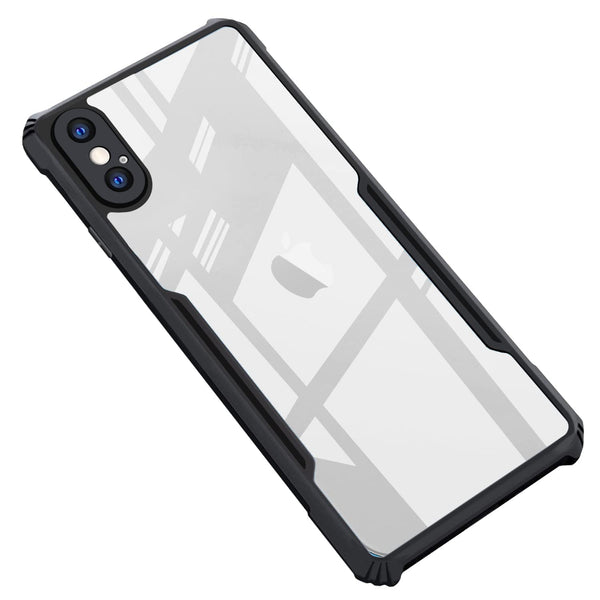 Mobielectro Camera Bump Protection | Slim Stylish 360 Protection Design |Crystal Clear | Shockproof Eagle Back Cover for iPhone X - Black
