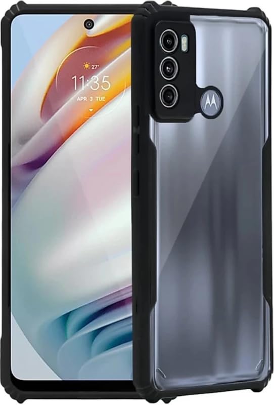 Mobielectro Camera Bump Protection | Slim Stylish 360 Protection Design |Crystal Clear | Shockproof Eagle Back Cover for Moto G51 5G - Black