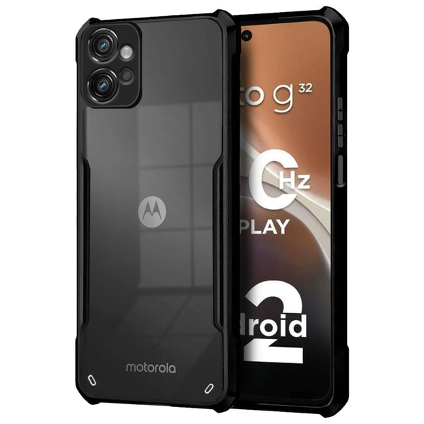 Mobielectro Camera Bump Protection | Slim Stylish 360 Protection Design |Crystal Clear | Shockproof Eagle Back Cover for Moto G32 5G - Black