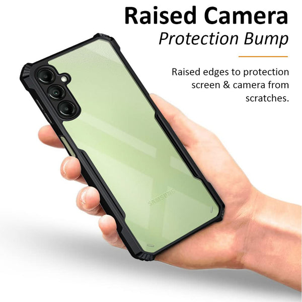 Mobielectro Camera Bump Protection | Slim Stylish 360 Protection Design |Crystal Clear | Shockproof Eagle Back Cover for Samsung A14 5G - Black