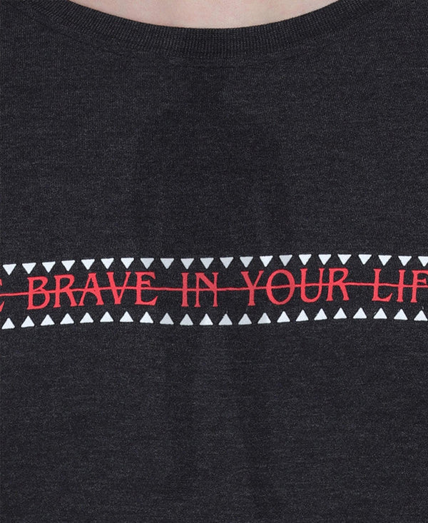 HiFlyers Men Anthra Regular Fit Printed Round Neck T-Shirt