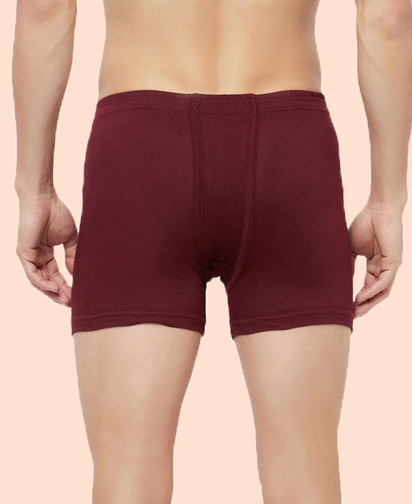 T.T. Mens Jazz Fine Long Inner Elastic TrunkPack Of 3 Maroon-Brown-Navy