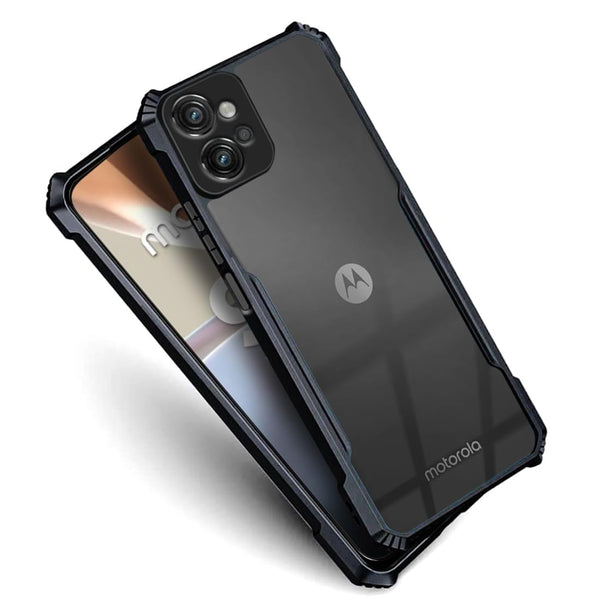 Mobielectro Camera Bump Protection | Slim Stylish 360 Protection Design |Crystal Clear | Shockproof Eagle Back Cover for Moto G32 5G - Black
